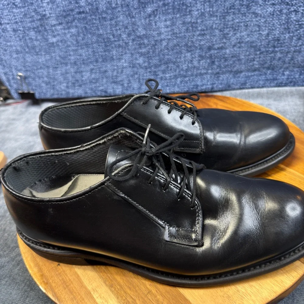 Bates Oxford Shoes Mens 10 D Black Leather Regular Fit Lace Up Uniform Vibram